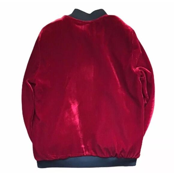 Forever 21 Women's S Red Velvet Bomber Jacket Y2K Streetwear McBling Retro Glam - Picture 2 of 14